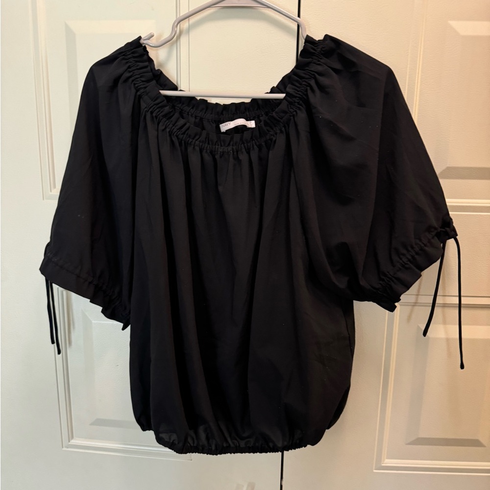 Old navy sheer black off the shoulder blouse
